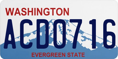 WA license plate ACD0716