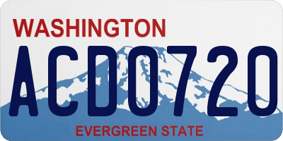 WA license plate ACD0720