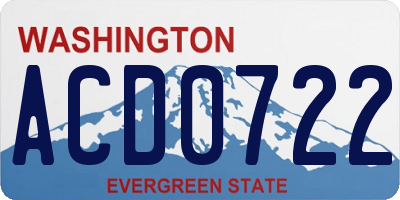 WA license plate ACD0722