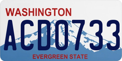 WA license plate ACD0733