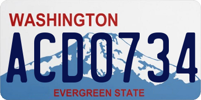 WA license plate ACD0734
