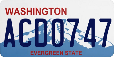 WA license plate ACD0747