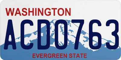 WA license plate ACD0763