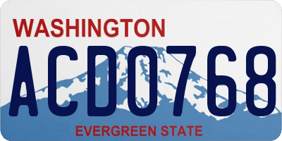 WA license plate ACD0768