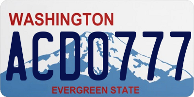 WA license plate ACD0777
