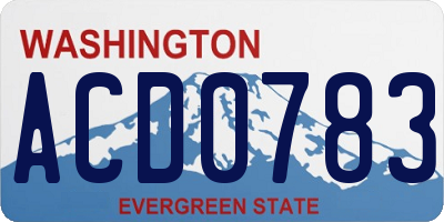 WA license plate ACD0783