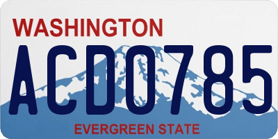 WA license plate ACD0785