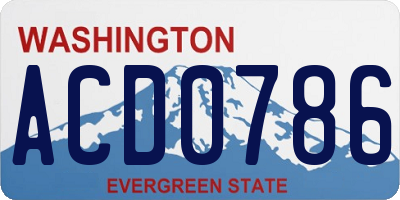 WA license plate ACD0786