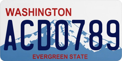 WA license plate ACD0789
