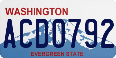 WA license plate ACD0792