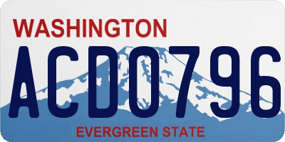 WA license plate ACD0796