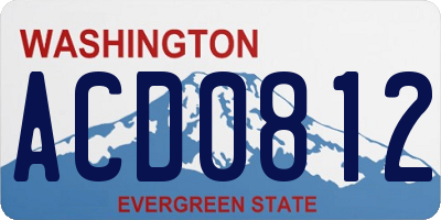 WA license plate ACD0812