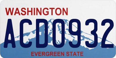 WA license plate ACD0932