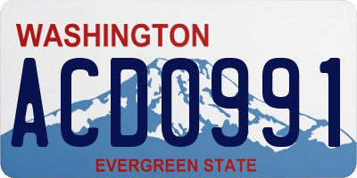WA license plate ACD0991