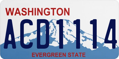 WA license plate ACD1114