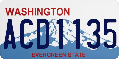WA license plate ACD1135