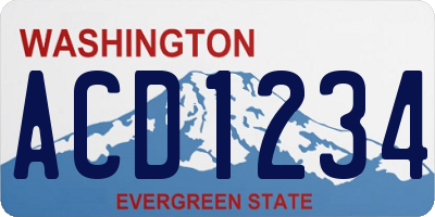 WA license plate ACD1234