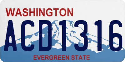 WA license plate ACD1316