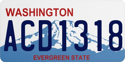 WA license plate ACD1318
