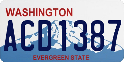 WA license plate ACD1387