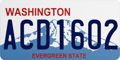 WA license plate ACD1602