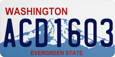 WA license plate ACD1603