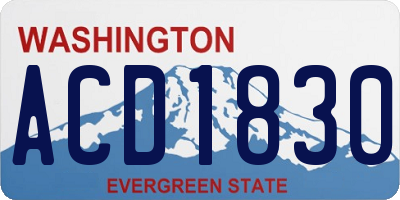WA license plate ACD1830