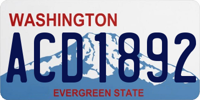 WA license plate ACD1892