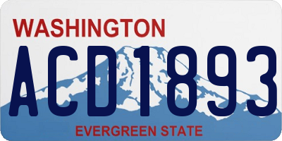 WA license plate ACD1893
