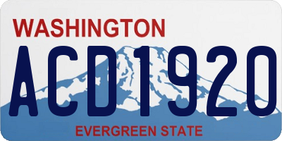 WA license plate ACD1920