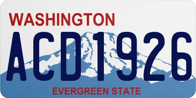 WA license plate ACD1926