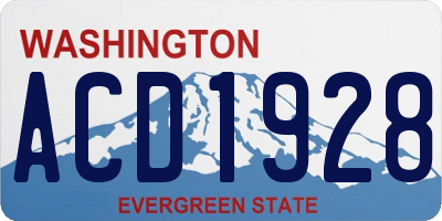 WA license plate ACD1928