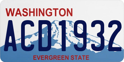 WA license plate ACD1932