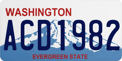 WA license plate ACD1982