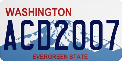 WA license plate ACD2007