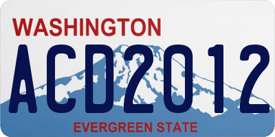 WA license plate ACD2012