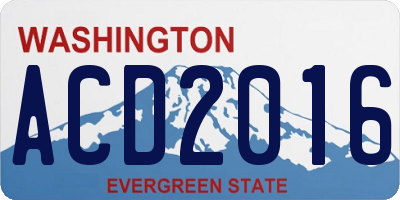 WA license plate ACD2016