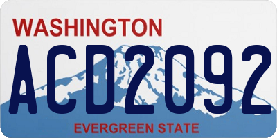 WA license plate ACD2092