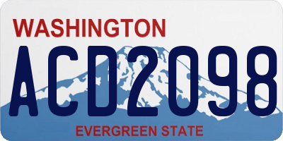 WA license plate ACD2098