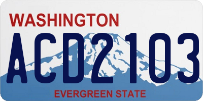 WA license plate ACD2103