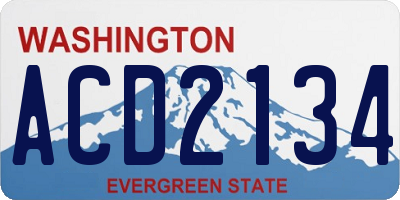 WA license plate ACD2134