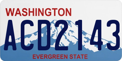 WA license plate ACD2143