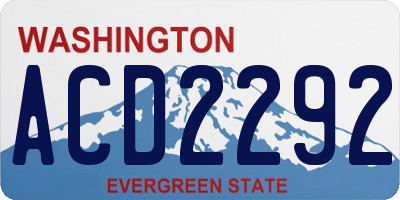 WA license plate ACD2292