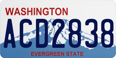 WA license plate ACD2838