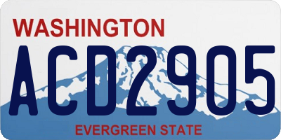 WA license plate ACD2905