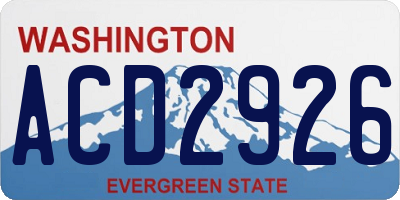 WA license plate ACD2926