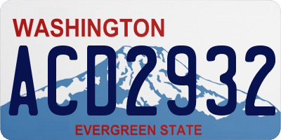 WA license plate ACD2932