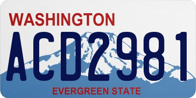 WA license plate ACD2981