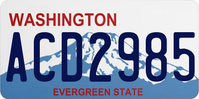 WA license plate ACD2985