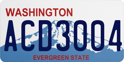 WA license plate ACD3004